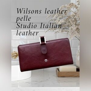 Pelle Studio Wallet Purse Brown Glaze Tri-fold Italian Leather Snip Button